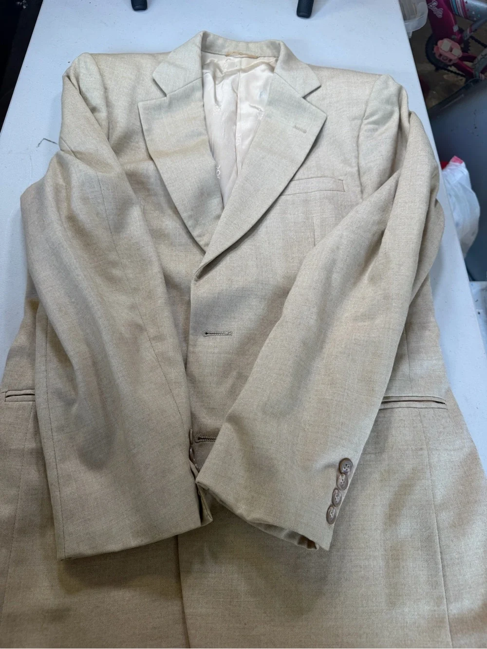 Men's Cream Single-Breasted Sport Coat Blazer